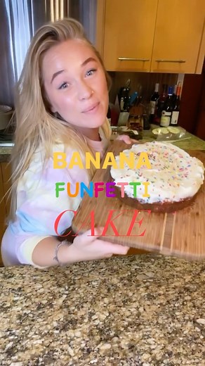 Alix Traeger on Instagram: "Upgrade your vanilla cake mix into a BANANA FUNFETTI CAKE! otherwise known as a FUNana Cake "