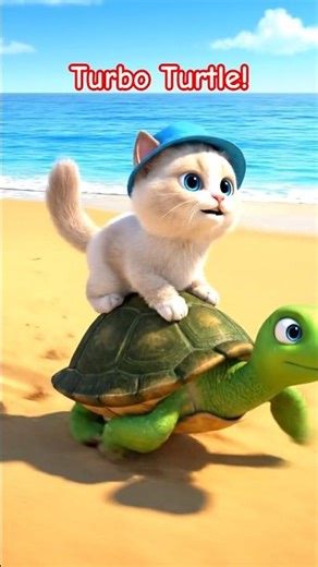 Fastest Turtle Ever?! Cat’s Beach Surprise Box Adventure! #shorts #funny