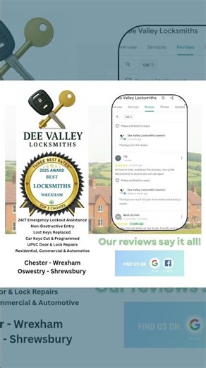 Dee Valley Locksmiths – Best Locksmith in Wrexham, UK | ThreeBestRated® 2025 Winner