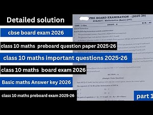class 10 maths preboard exam 2025-26 question paper | basic maths answer key 2025-26 class 10 | cbse
