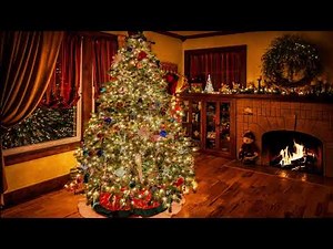 Relaxing Christmas Music, Cozy Fireplace, Beautiful Christmas Tree with Lights, Christmas Ambience