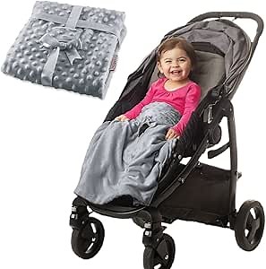 Non-Slip Stroller Blanket - Baby Blanket for Boys and Girls Attached to Stroller, Light Spring Soft Baby Grey Toddler Blankets for Infant and Toddlers, Universal Fit for All Strollers and Car Seat