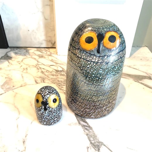 PAIR OF Iittala Birds by Oiva Toikka, One Barn Owl AND One Little Barn Owl, Mouth Blown Glass Owls - Etsy