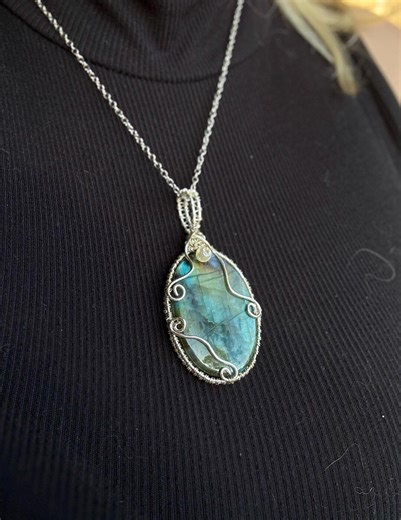 Wire Wrapped Labradorite Pendant Necklace - Etsy