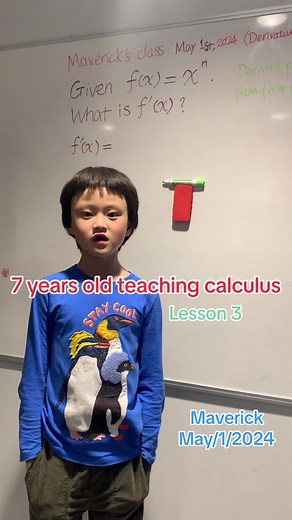 [Power Rule] Maverick teaching calculus at 7 years old. His first time deriving (a b)^4, (a b)^n, and power rule for taking derivatives. (He has little time to learn it during school days.) #DavidsonYoungScholar #profoundlygifted #selfdriven #driven #gifted #aops #calculus #derivatives #education #kids #7yo #math #mathematician #Wisconsin #Louisiana #London #Barbican #teachersoftiktok #fun #inspirational #university #highschool #humanity