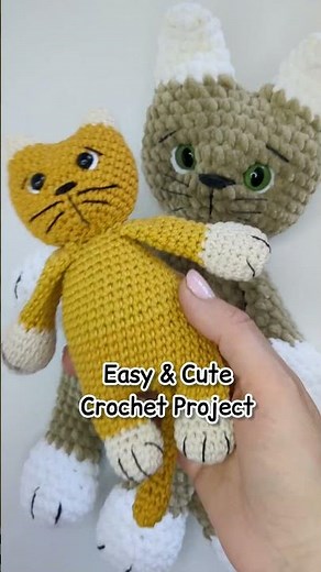 This Crochet Cat 2 in 1 Pattern, Easy Crochet Amigurumi Cat #crochet #crochetanimal #crochetcat