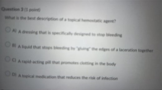 Question 3 (1 point) What is the best description of a topical ... | Filo