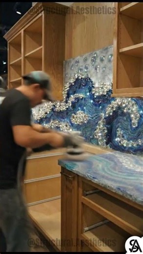 Impossible Blue Epoxy Kitchen Counter Design #luxuryhomedecor #transformation