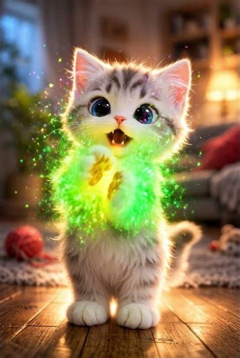 A cute kitten is learning colors! 🐱✨