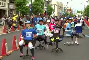 Office Chair Racing Grand Prix in Kyoto, Japan