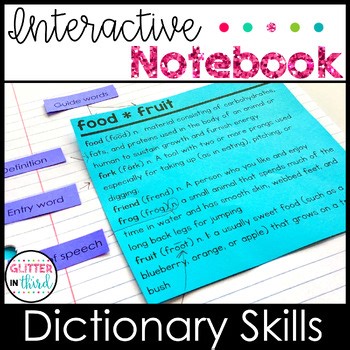 Dictionary Skills Activities Notebook Alphabetical Order & Guide Words