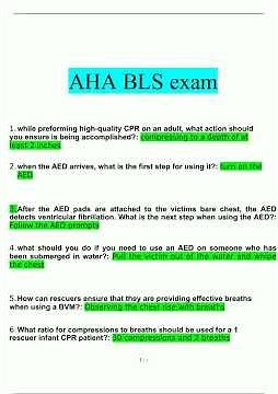 AHA BLS exam complete solution6286
