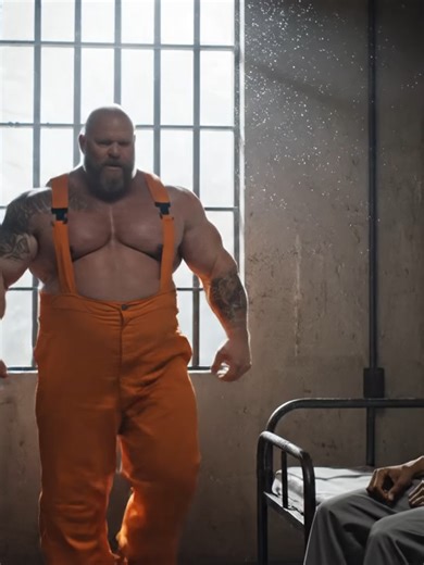 Me and my giant cellmate! #musclegrowth #powerlifting #musclechubby #massivearms #musclechub #powerlifter #strongman #powerful #strength #musclechubs #strongestman #massive #bigdaddy #strong #huge #daddy #bearhug #giant #musclebull #power