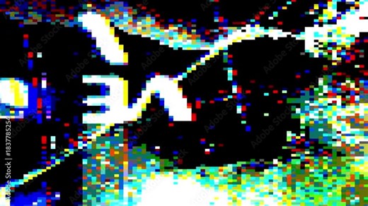 Glitchy 8 Bit Transition simulating a cartridge error with scattered pixels and color distortion.