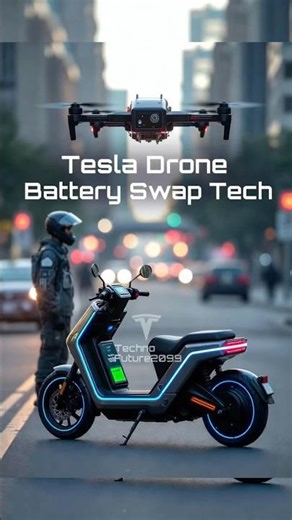 Drone Changes EV Battery in Minutes – Tesla Future Tech!#tesla #futuretechnology
