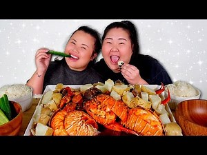 GIANT LOBSTER TAIL SEAFOOD BOIL + GIANT SHRIMP + SNOW CRAB LEGS + CLAMS MUKBANG 먹방 EATING SHOW!