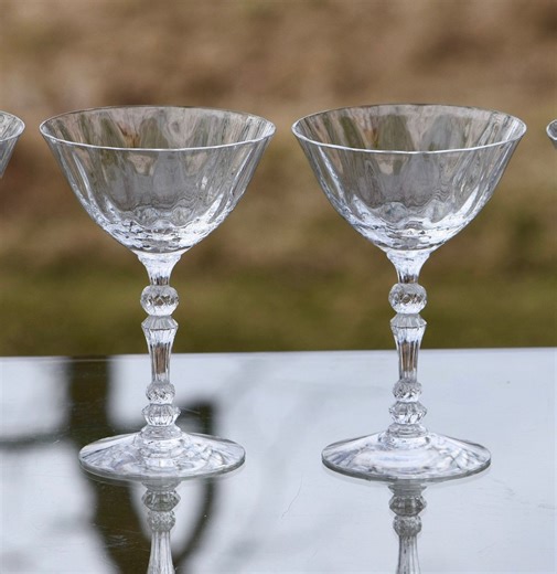 Vintage Fostoria Crystal Cocktail Glasses - Niagara Optic Stem, Set of 4 - Etsy UK