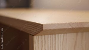 Close-up of a handcrafted wooden table: textures, details and natural tones Stock Video