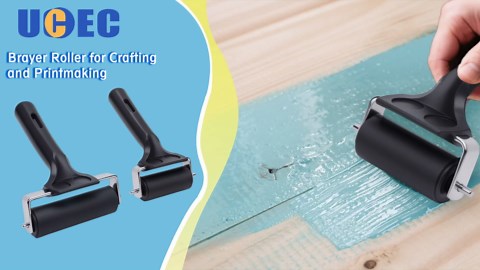 UCEC Rubber Brayer Roller for Printmaking – Durable Rubber Roller for Ink, Paint, Brayer Rollers for Crafting, Great for Gluing Application, Diamond Painting, Block Printing – 1 Pack (4 Inch) (Black)