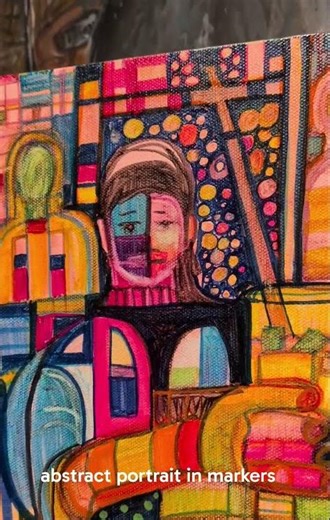 abstract portrait in alcohol markers