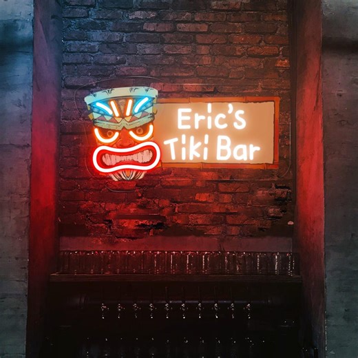 Personalized Tiki Bar LED Neon Sign: Custom Name, Man Cave Decor