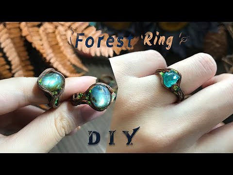 How to making branch rings.DIY spirit jewelry.polymer clay jewelry.forest ring.nature ring.