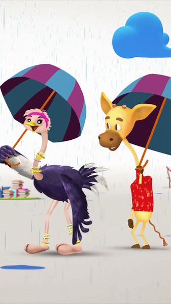 Giraffe & Ostrich Rain Song ☔🦒 | Stay Dry | ‪@BabyTV‬