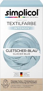 simplicol Textilfarbe intensiv Gletscher-Blau | Einfaches Färben in der Waschmaschine | Flüssige Farbe & Fixierpulver | 1er Pack