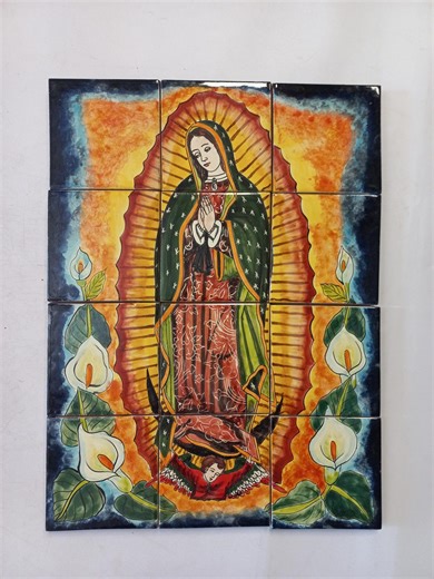 17" CERAMIC TILE MURAL Mexican Talavera Mosaic Hand Painted Backsplash Still Life - Etsy