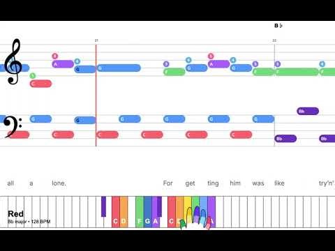 Red (Bb)– Super Easy Piano with Lyrics and Chords