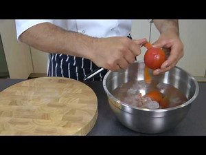 How to Prepare tomato concassé (roughly chopped tomatoes) for salad garnishes