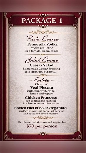 Package Special Menú For Socials Events