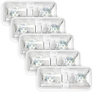Auxbeam 12V Led RV Ceiling Dome Light RV Interior Lighting for Trailer Camper with Switch, 6000K White(Pack of 5)