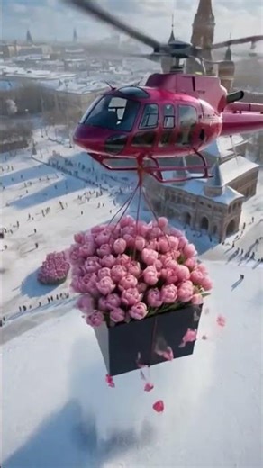 Helicopter Carrying Giant Flower Gift | Cinematic Fantasy Animation#shorts#cgi#3danimation
