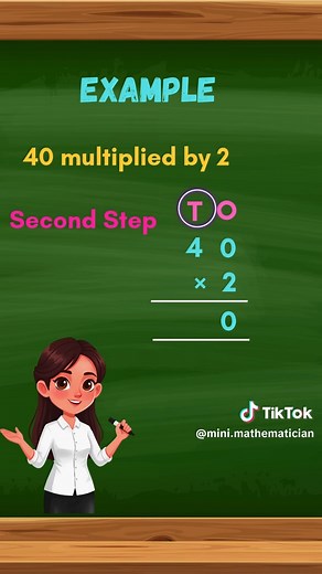 What Happens When There Is 0 in Multiplication? 🤔 Learn step-by-step multiplication of 2-digit numbers by 1-digit numbers and understand the role of zero in ones place. Follow for more easy math lessons. #learnontiktok #kidstiktok #math #multiplication