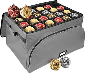 Amazon.com: HOLDN’ STORAGE Premium Christmas Ornament Storage Box – Holds up to 72 4” Ornaments, Durable 600D Fabric, Adjustable Dividers, 3 Removable Trays – Metal Frame – Gray : Home & Kitchen