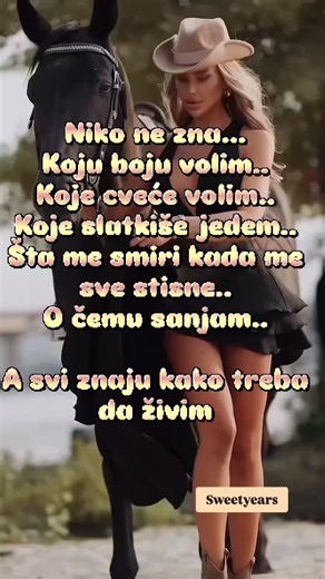 Sweet years Beograd on Instagram: "Niko ne zna... Koju boju volim.. Koje cveće volim.. Koje slatkiše jedem.. Šta me smiri kada me sve stisne.. O čemu sanjam.. A svi znaju kako treba da živim"