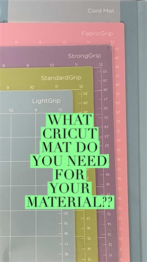 Cricut Tip - Make sure you’re choosing the correct mat for your materials! Choosing the right mat is the first step to getting clean cuts AND getting the material off the mat without ruining your project! Do you have a favorite mat? I always reach for the blue, LightGrip mat first and it usually works!
