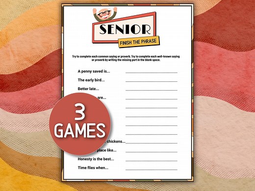 Senior Finish the Phrase Game: Printable Brain Teaser (PDF Download, Answer Key Included - Etsy