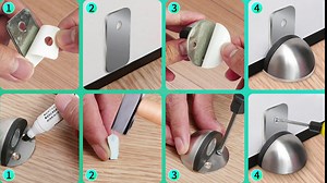 WINONLY Magnetic Door Stop Catch: 2 Pack Floor Mount Stronger Door Stoppers Holder Keep Door Open, Heavy Duty Doorstop Wall Protector with Double Sided Tape Screws for Modern Home Office Decoration