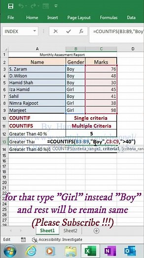 How to use Countif & Countifs function | Difference between Countif and Countifs | #MS.Excel