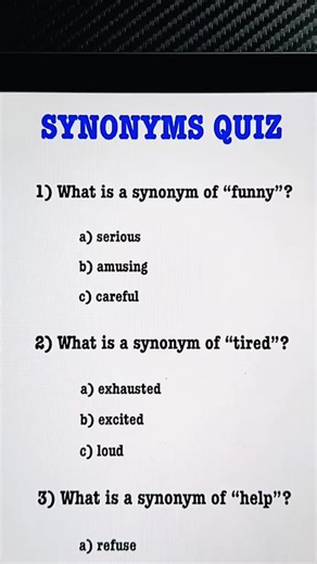 ‏Synonyms in english #english #synonyms #quiz #englishteacher