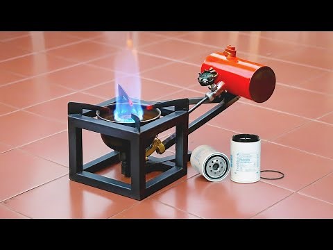 DIY Invention! How to Make a Powerful Waste Oil Rocket Stove at Home | Totally Hacks