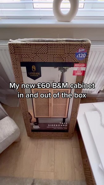 Very happy with my new £60 cabinets from @bmstorestv 😍 Top tip - download the B&M app to check stock in your local stores before travelling, and when you’re shopping use it to scan bar codes for the most up to date prices. Sometimes there are reductions that haven’t been labelled! #homeinteriors #diy #newbuildhomes #livingroomdecor #neutralhomedecor #beigeaesthetic #bargainshopping