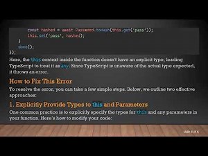 Solve the TypeScript Error: this Implicitly Has Type any in Node.js