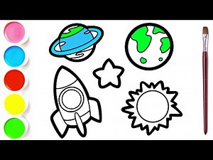 How to draw space with planets, stars and rocket|| Drawing and Painting for kids|| Magic Drawing Art