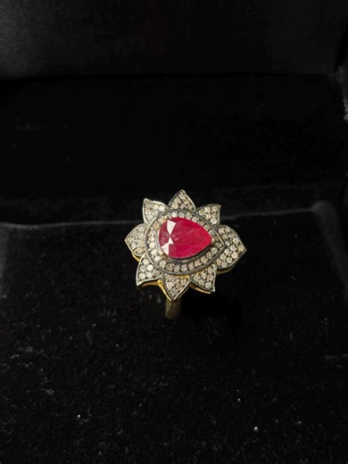 Vintage 925 Sterling Silver Ruby Diamond Ring, 13 Gram - Etsy