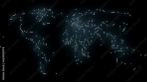 stylized abstract digital world map with small dots in glowing modern seamless pattern