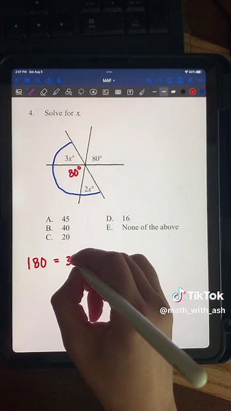 degrees and intersecting lines and what not #mathiscool #intersection #degrees #solveforx #satmath #actmath