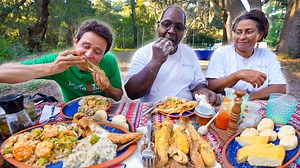 2M views · 51K reactions | Delicious Lowcountry food in South Carolina - Shrimp, Okra, and Grits! 戀 Thanks to Tony and Belinda at Morning Glory Homestead | Migrationology | Facebook